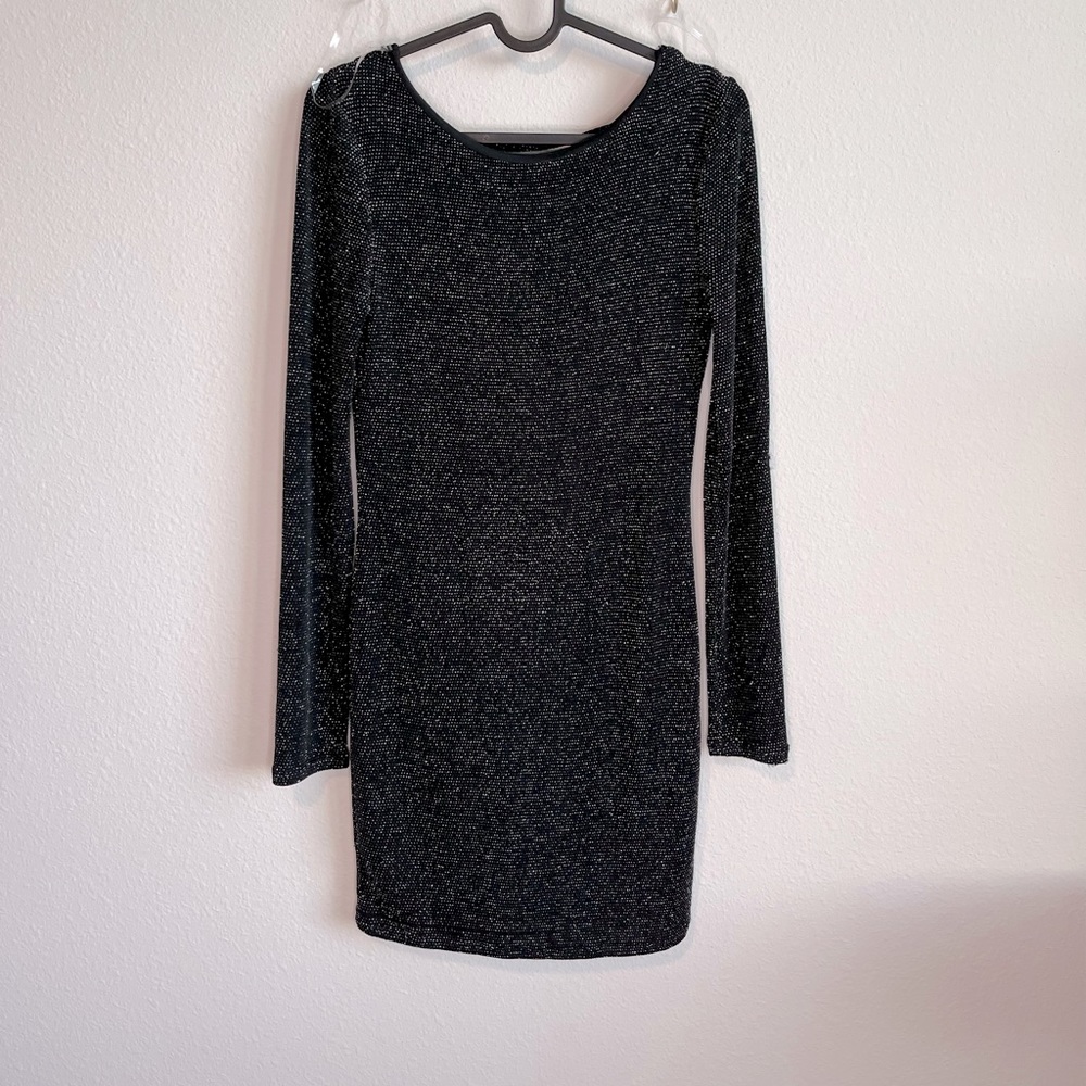 Black casual free back dress